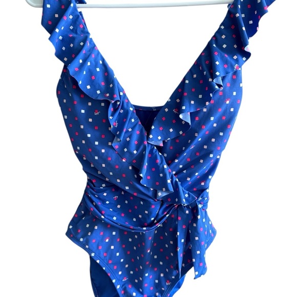 Lilly Pulitzer Delphie Borealis Blue Lilly Squared One Piece Swimsuit - Picture 7 of 15